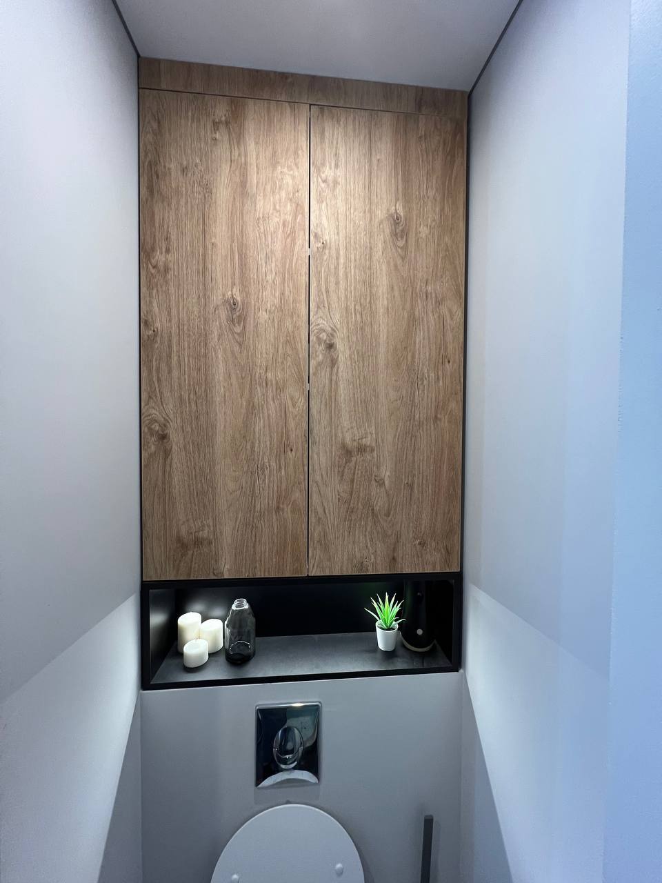 Шкаф в туалет Дерево + Черная ниша